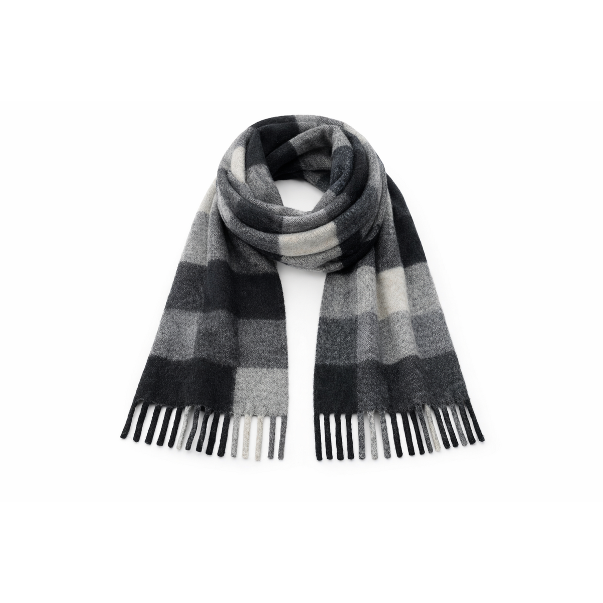 HS Wintersjaal - In 7+ Kleuren - Geblokt - Wollen look - Wit/Zwart