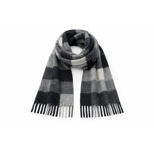 HS Wintersjaal - In 7+ Kleuren - Geblokt - Wollen look - Wit/Zwart