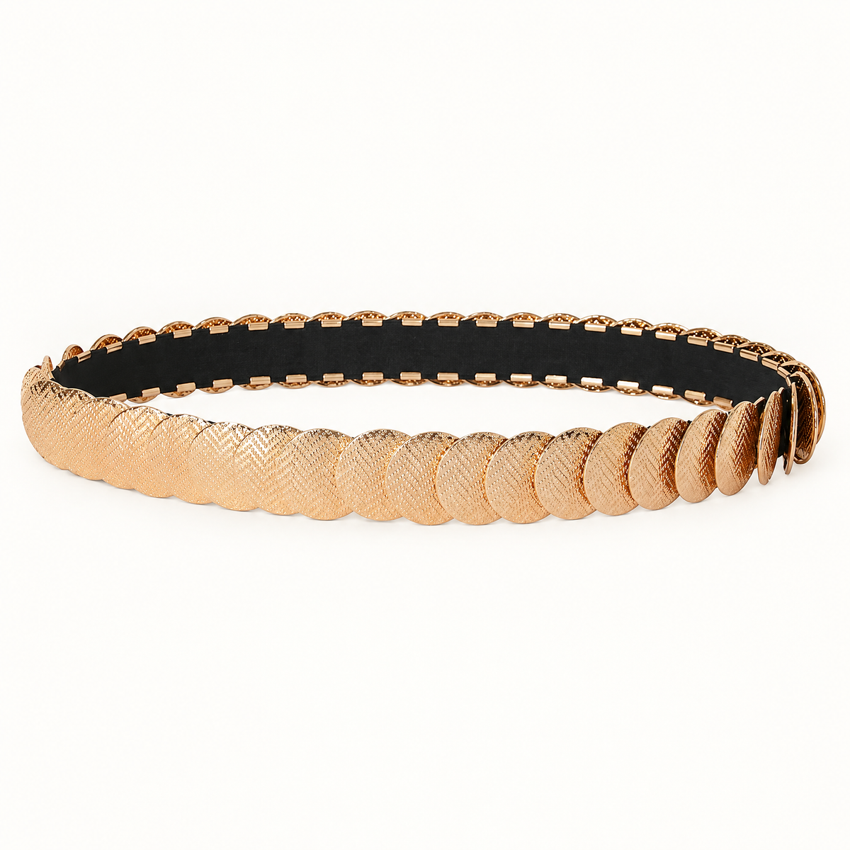 Elastische Riem met Gouden Visgraat Schijfjes - 72 cm