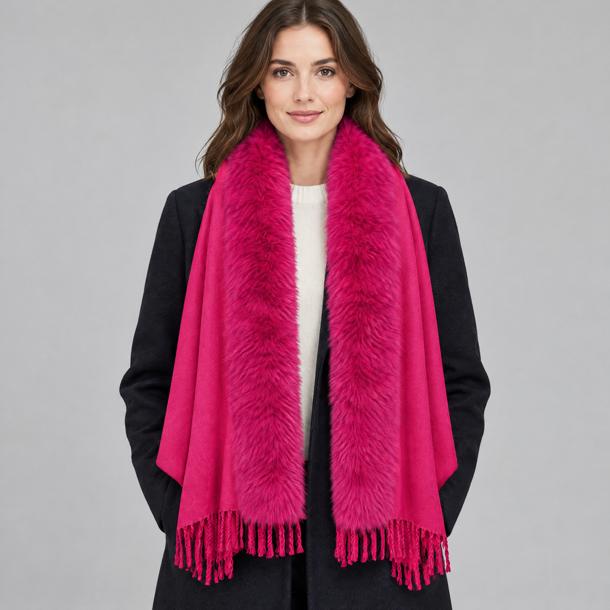 Stola met Faux Fur Kraag en Franjes, foto 10