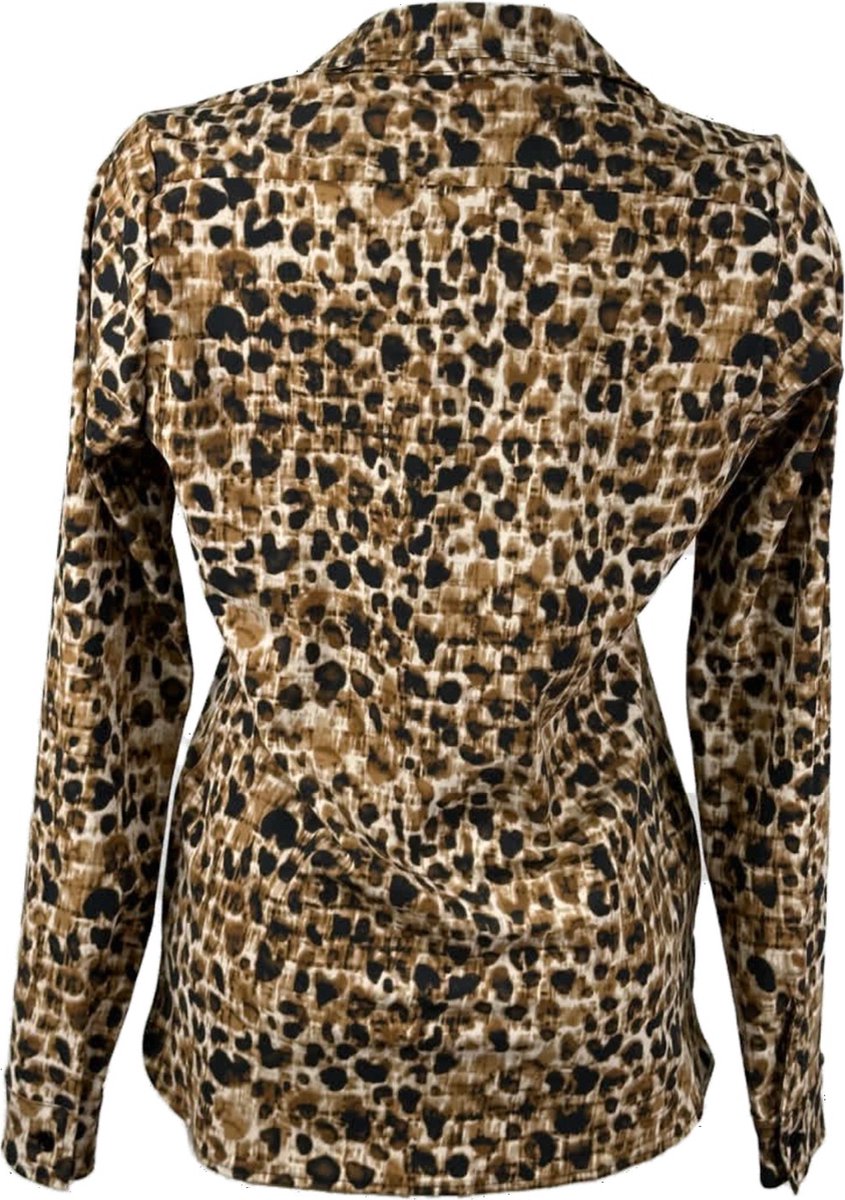 Angi's - travelstof blouse - Camel dierenprint - Ademend - Kreukvrij - Duurzame Blouse - Mapsy B.V