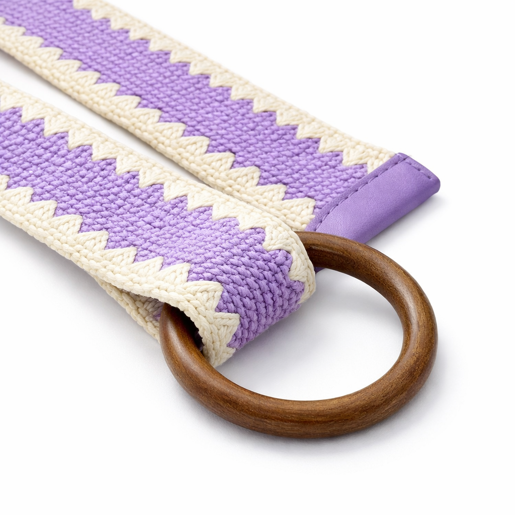 HS Riem - Kartelprint met Houten Gesp - verstelbare pasvorm - 3 kleuren - DETAIL