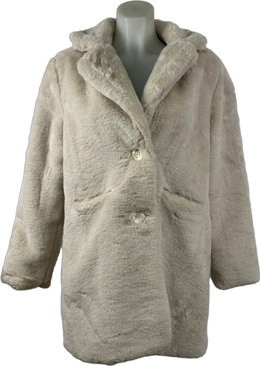 Luxe dames jas van imitatiebont - 100% Acryl, Beige - Comfortabele en Warme Winterjas - Mapsy B.V