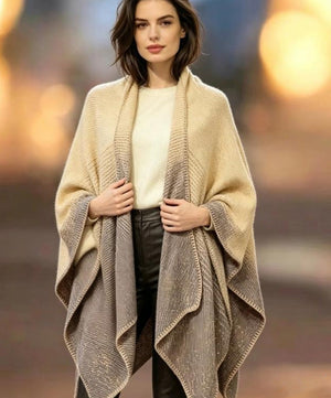 Gebreide Poncho Cape - Kasjmiermix