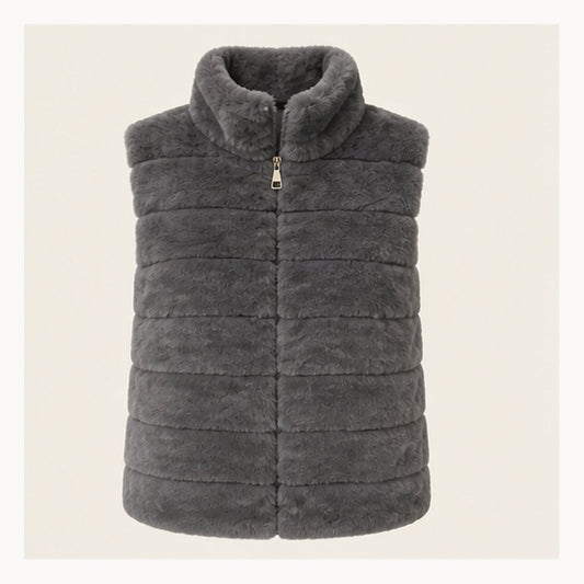 Faux Fur Bodywarmer met Hoge Kraag – One Size