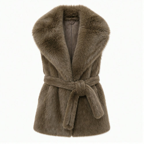 Faux Fur Gilet met Ceintuur - One Size