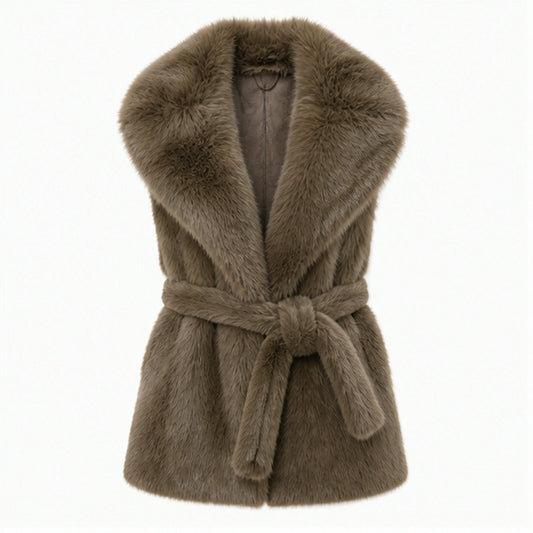 Faux Fur Gilet met Ceintuur - One Size