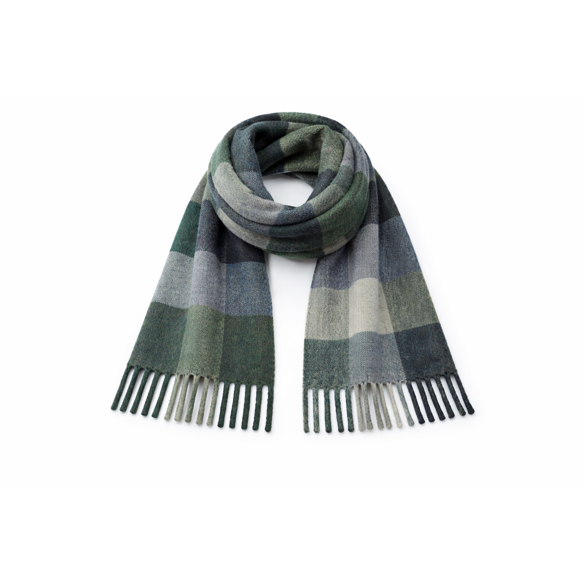 HS Wintersjaal - In 7+ Kleuren - Geblokt - Wollen look - Multigroen