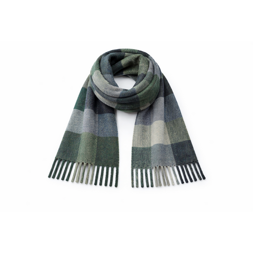 HS Wintersjaal - In 7+ Kleuren - Geblokt - Wollen look - Multigroen