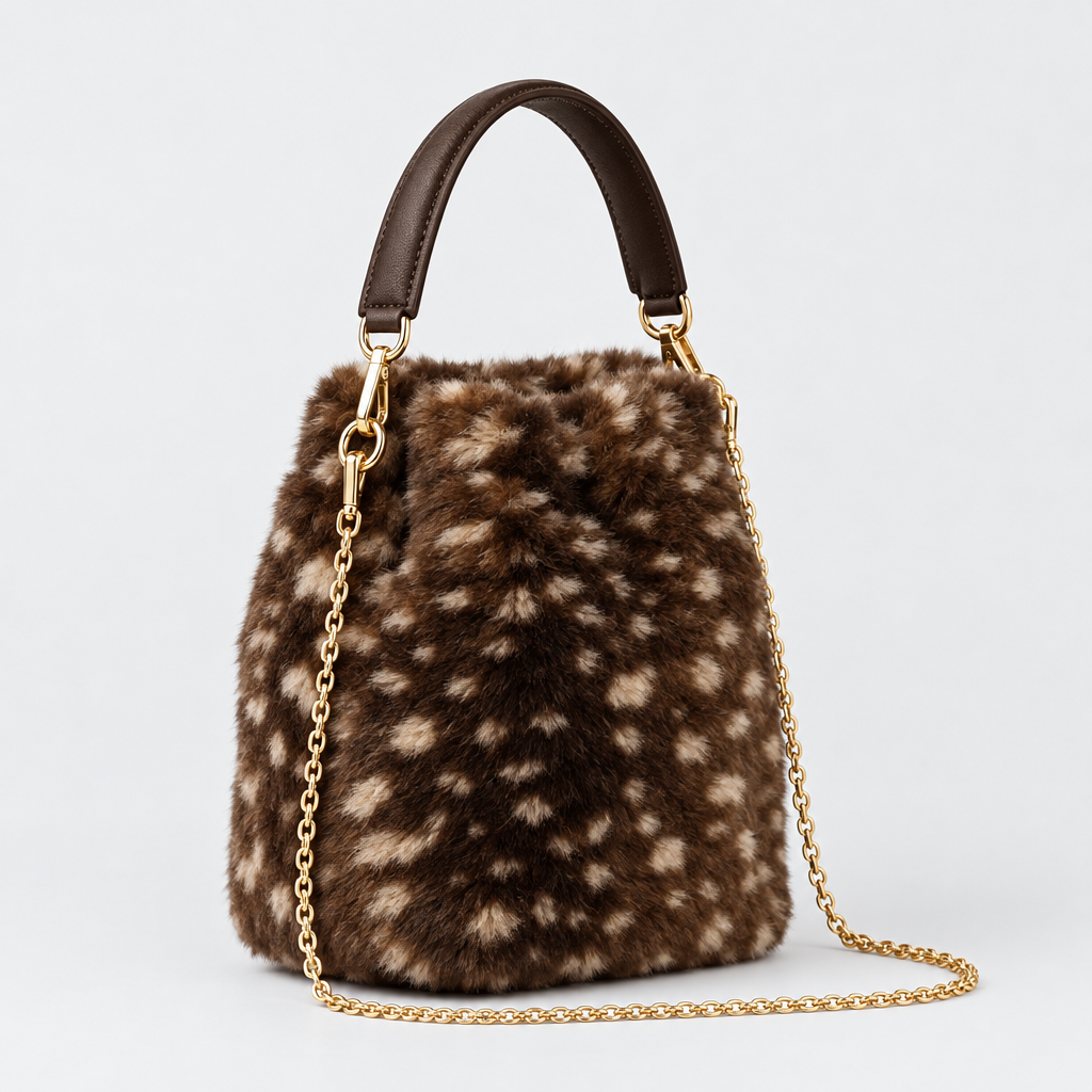 Faux Fur Spotted Crossbody Tas