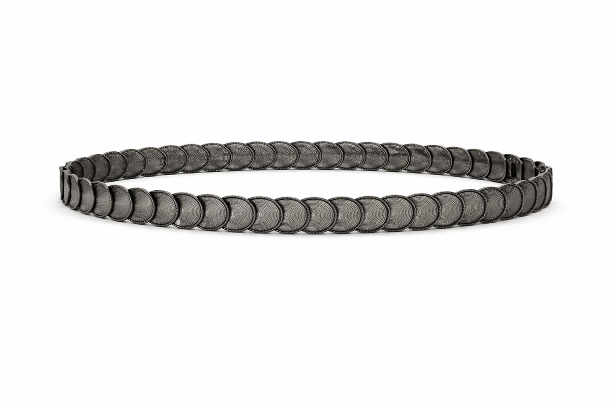 Elastische Tailleriem met Muntschakels – Antraciet