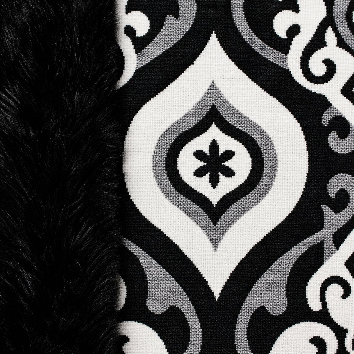 Geometrische Stola met Faux Fur Rand - 60x200 cm