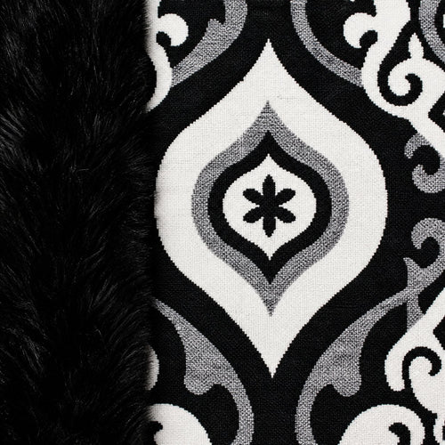 Geometrische Stola met Faux Fur Rand - 60x200 cm