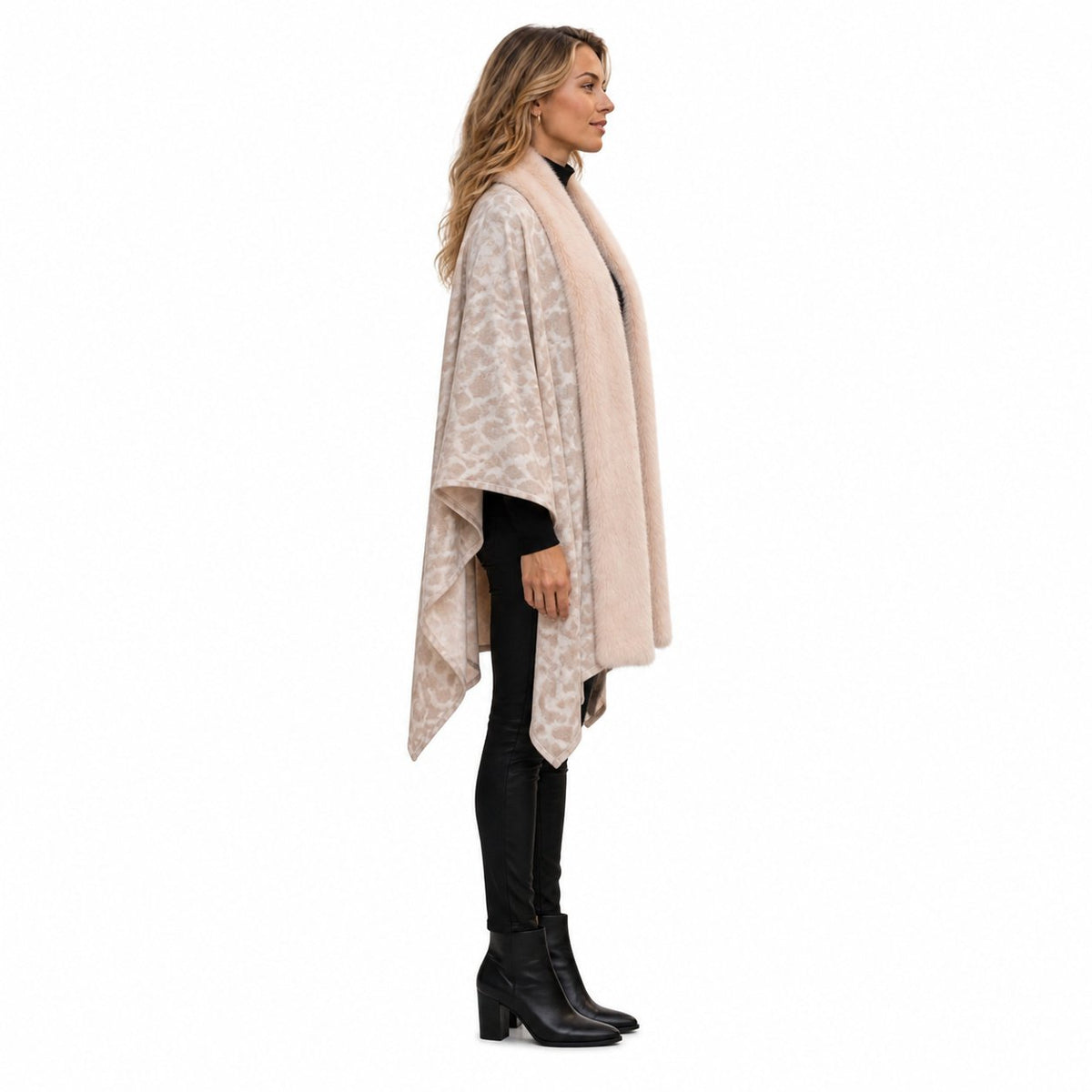 Stola Luipaardprint met Faux Fur Rand - 60x200 cm