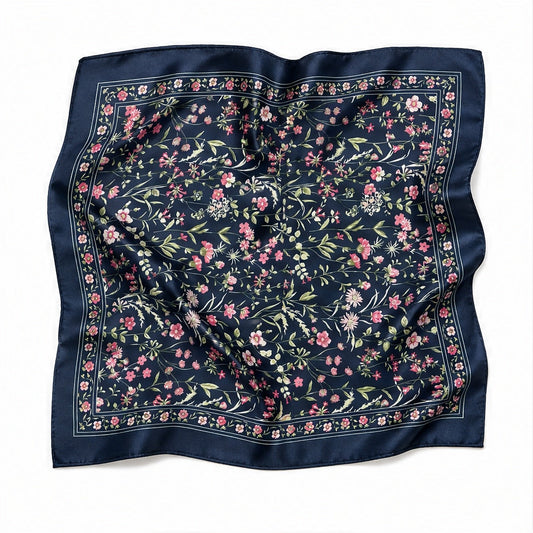 Vierkante Sjaal 70x70 Satijnlook – Bloemenprint