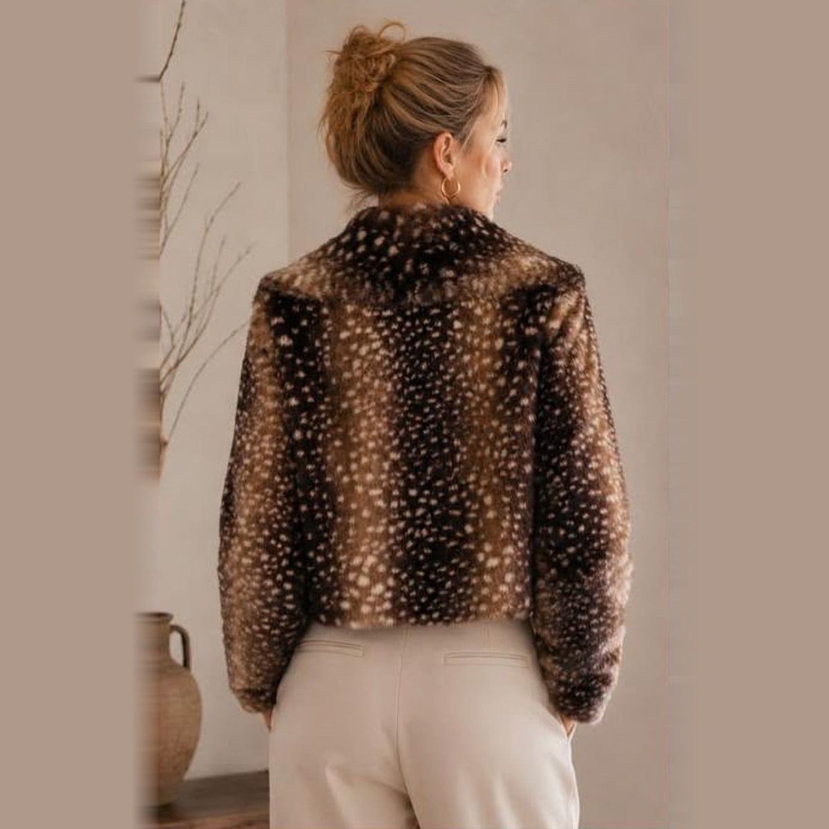 Faux Fur Hertenprint Jas