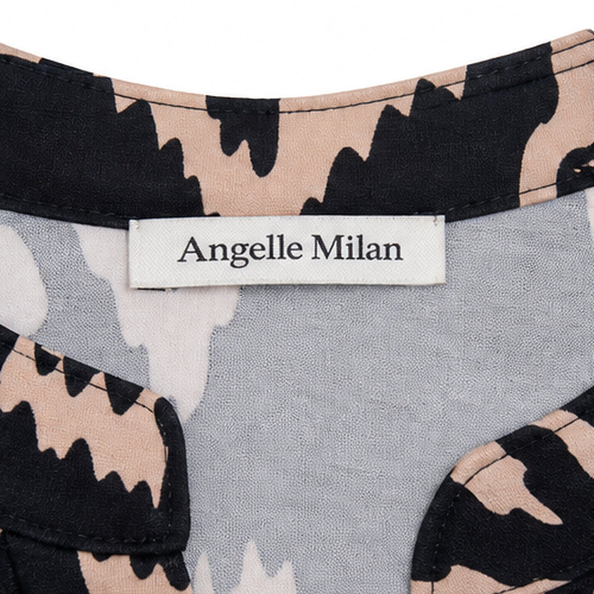 Angelle Milan Travelstof Tuniek - Zwart Taupe Ikatprint