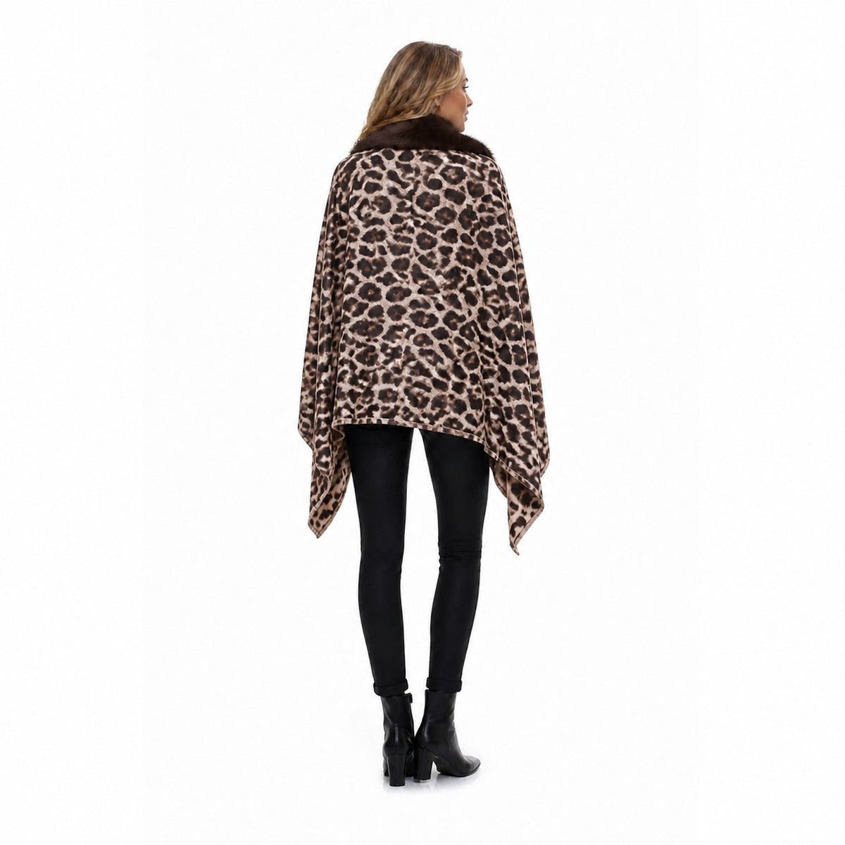Stola Luipaardprint met Faux Fur Rand - 60x200 cm