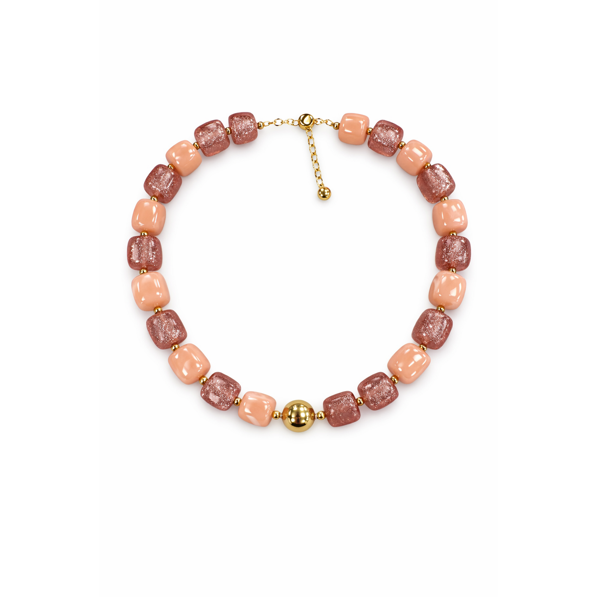 HS Ketting - In 10+ Kleuren - Met Gouden Touch - Multiroze