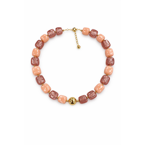HS Ketting - In 10+ Kleuren - Met Gouden Touch - Multiroze