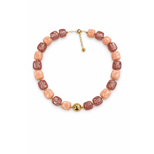 HS Ketting - In 10+ Kleuren - Met Gouden Touch - Multiroze