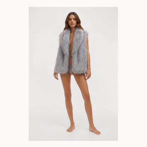 Shaggy Faux Fur Bodywarmer - One Size