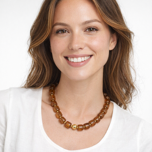 HS Ketting - Met Gouden Touch - statement detail - 14 kleuren - MODEL_FRONT
