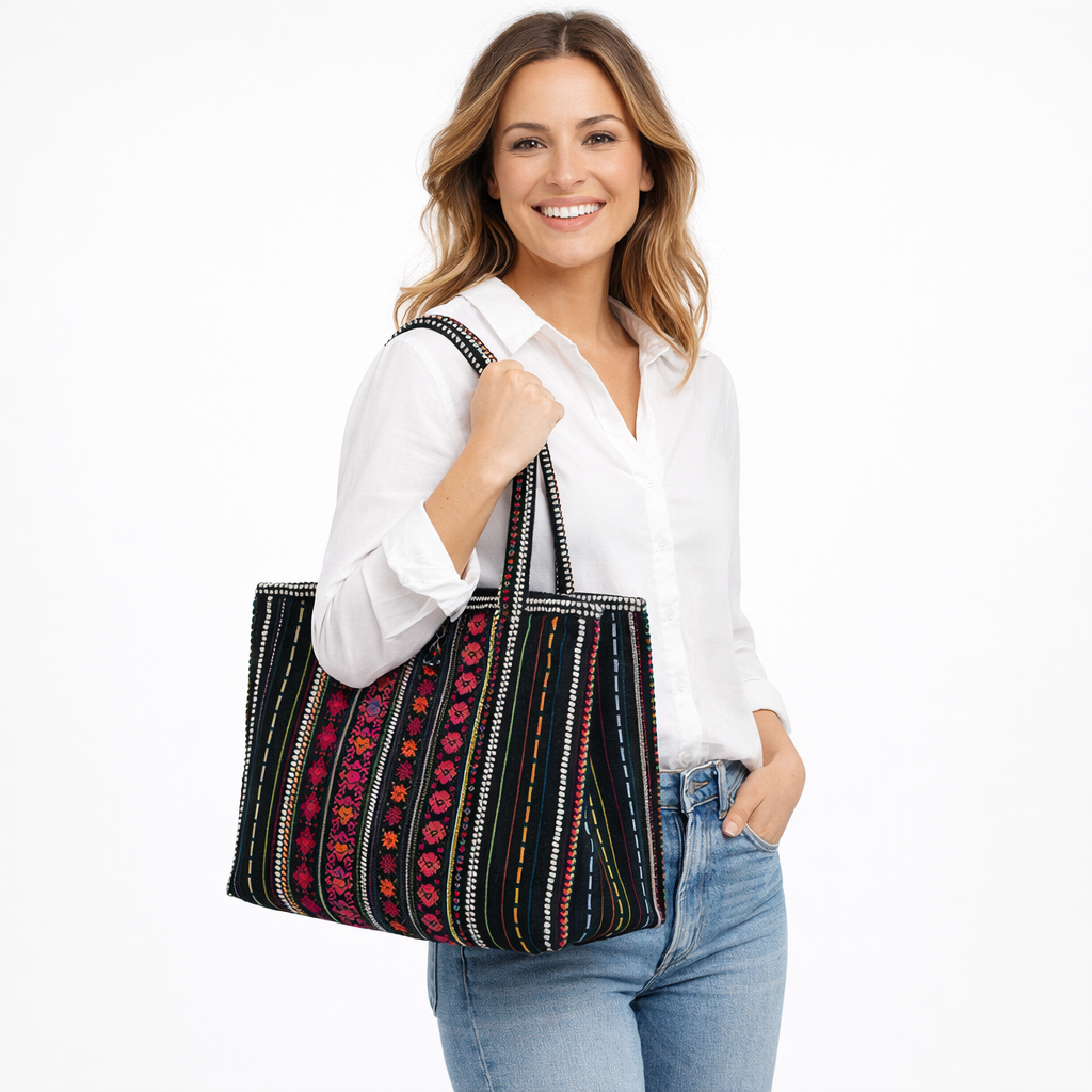 HS Shopper - 100% Katoen - praktisch voor dagelijks gebruik - 6 kleuren - MODEL_FRONT