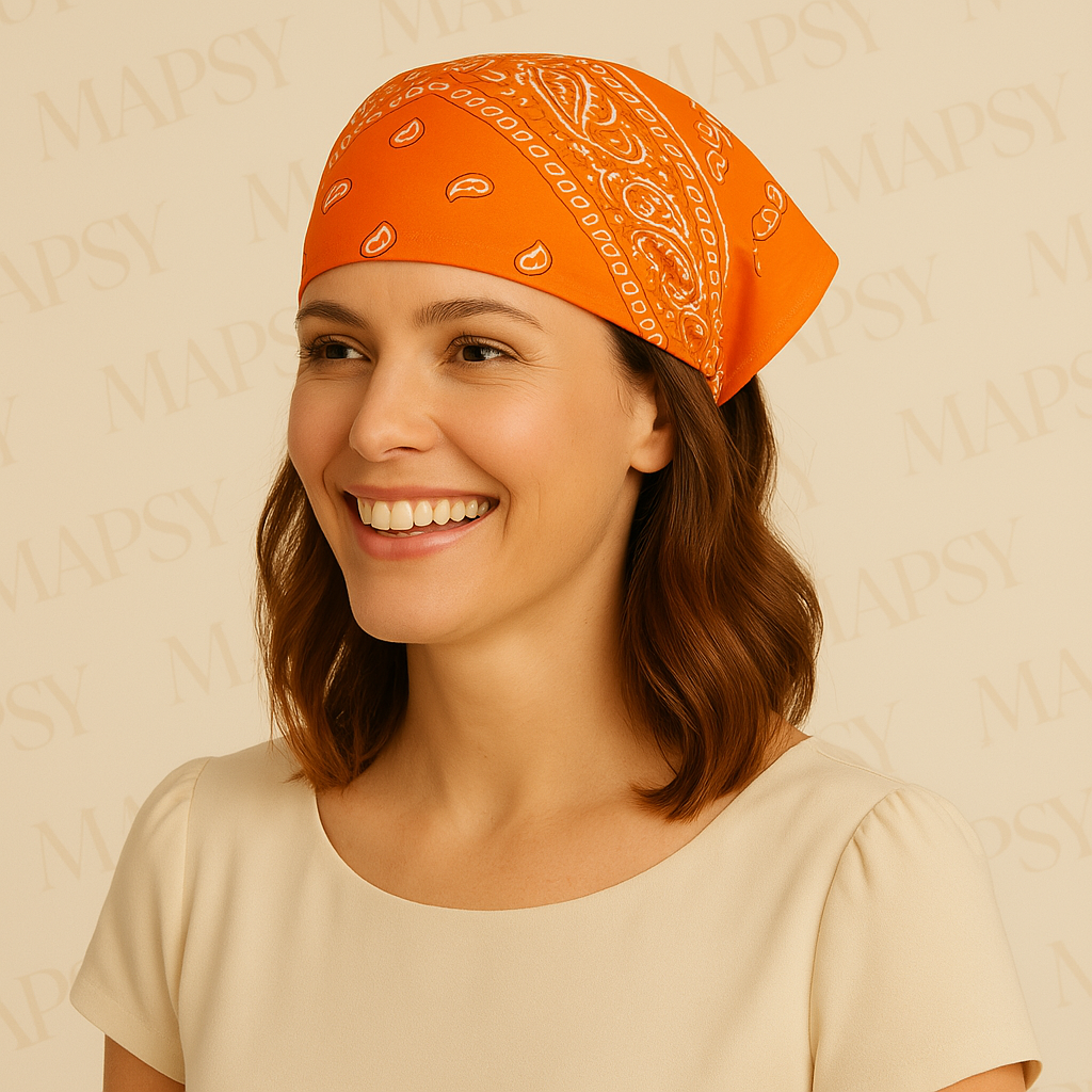 Mapsy - Bandana - Oranje met Patroon Speels Chic - One Size.