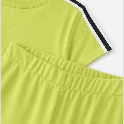 Angelle Milan Tweedelige Set Travelstof - Lime - detail van materiaal en afwerking