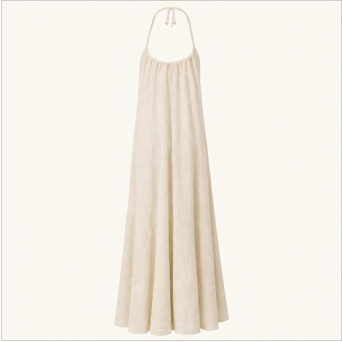 HS Katoenen Zomerjurk Ibiza Halter - Eye Print - Katoenen Zomerjurk Beige Eye Print - achteraanzicht