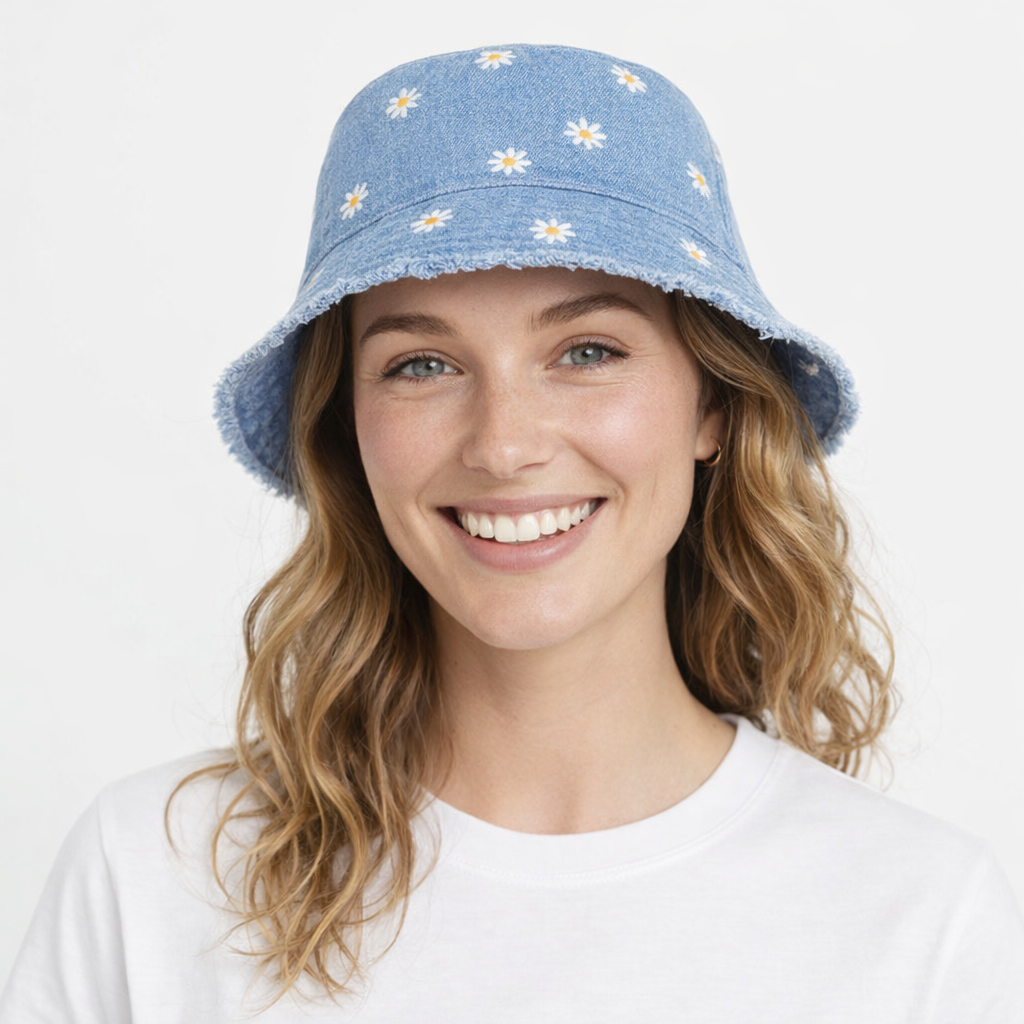 HS Buckethat - Margrietjes - zomerse accessoire - 5 kleuren - MODEL_FRONT