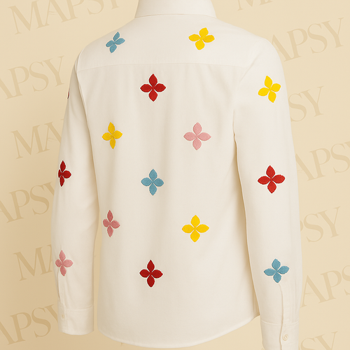 Suzzy & Milly Vrolijke Blouse – Witte Blouse met Kleurrijke Geborduurde Bloemen (S/M/L) - Mapsy B.V
