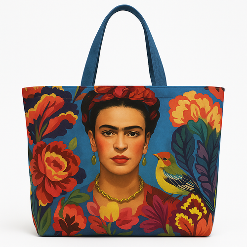 Canvas Tote “Frida Bloom” – Statement Tas met Mexicaanse Ziel - Mapsy B.V