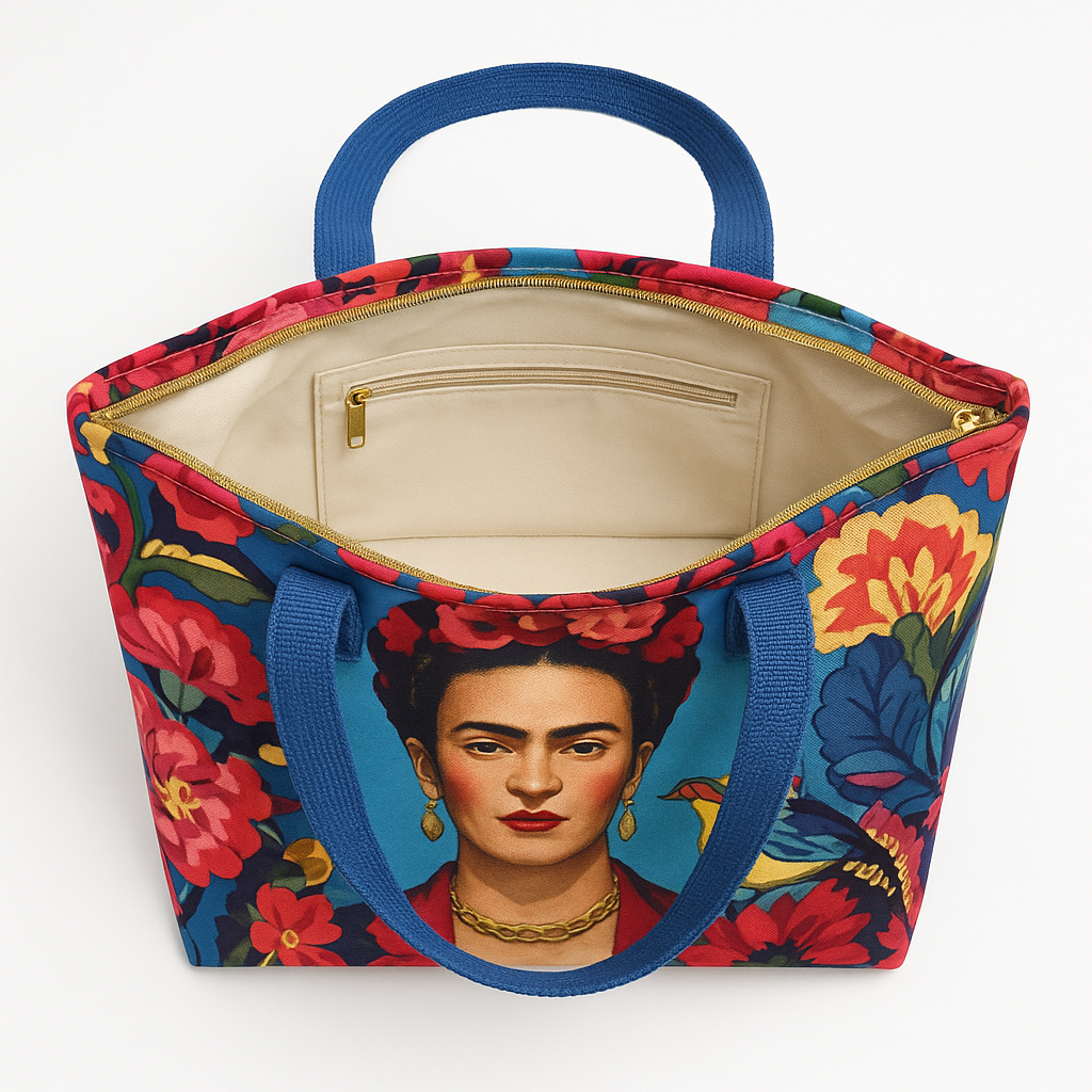Canvas Tote “Frida Bloom” – Statement Tas met Mexicaanse Ziel - Mapsy B.V