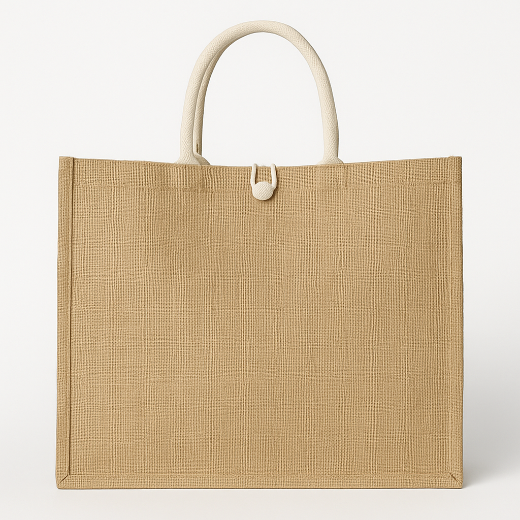 Mademoiselle Jute Shopper – Rive Droite Rive Gauche in Wit & Goud - Mapsy B.V