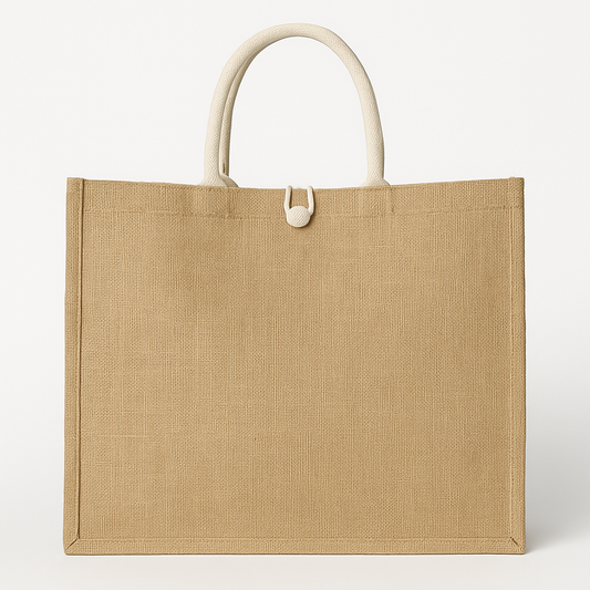 Mademoiselle Jute Shopper – Rive Droite Rive Gauche in Wit & Goud - Mapsy B.V