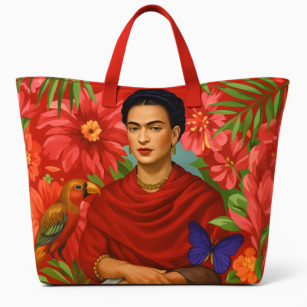 Frida Kahlo Art Shopper – Viva la Vida in Rood, Tropisch & Iconisch - Mapsy B.V