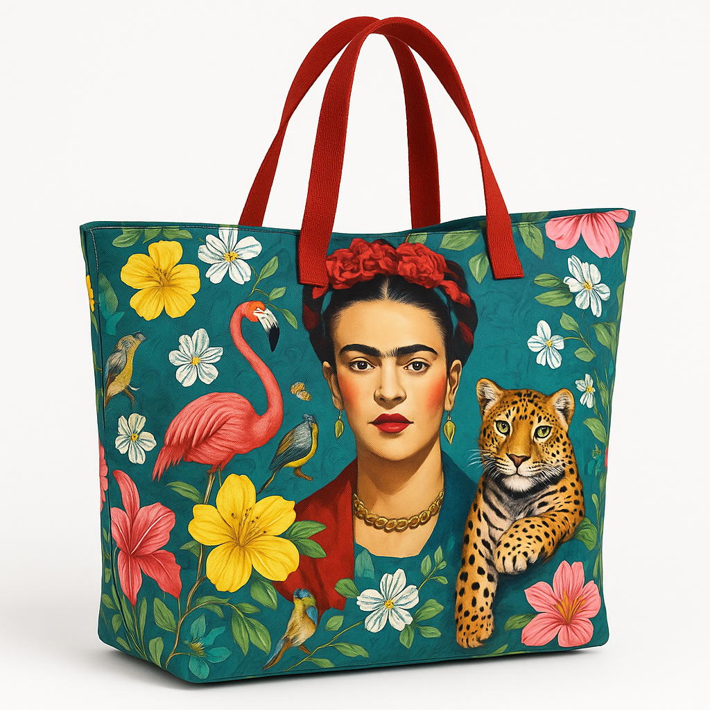 Frida Jungle Shopper – Statement Tas met Tijgerkracht & Bloemenmagie - Mapsy B.V