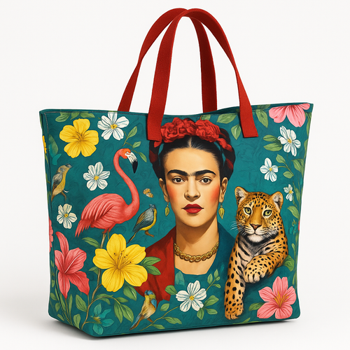 Frida Jungle Shopper – Statement Tas met Tijgerkracht & Bloemenmagie - Mapsy B.V