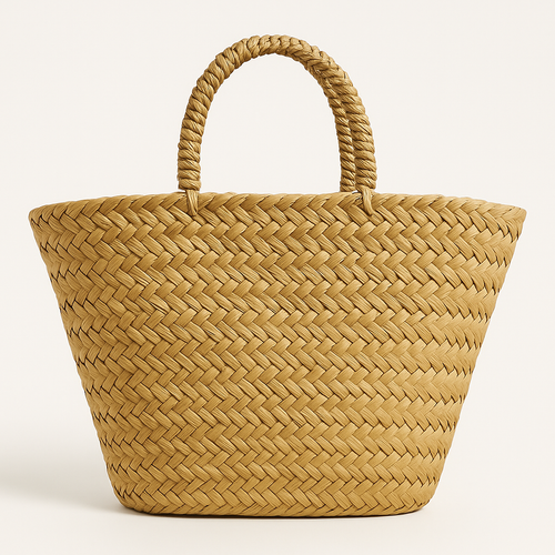 Rieten Shopper met Luipaardprint & Ruches – Golden Jungle Statement Bag - Mapsy B.V