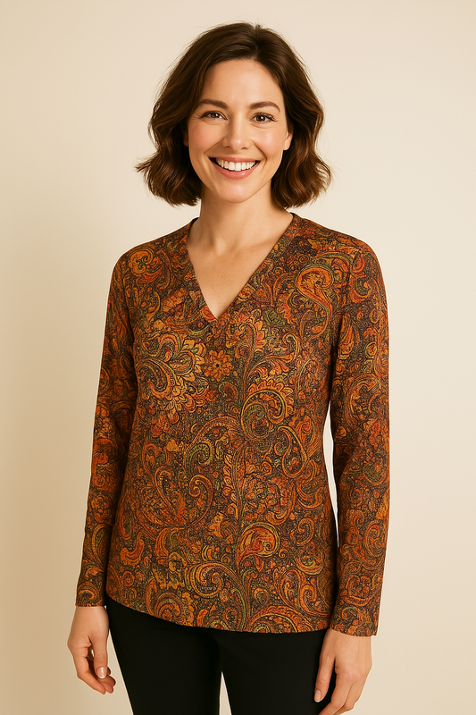 Angelle Milan – travelstof blouse – Terracotta blouse – Ademend – Kreukvrij - Mapsy B.V