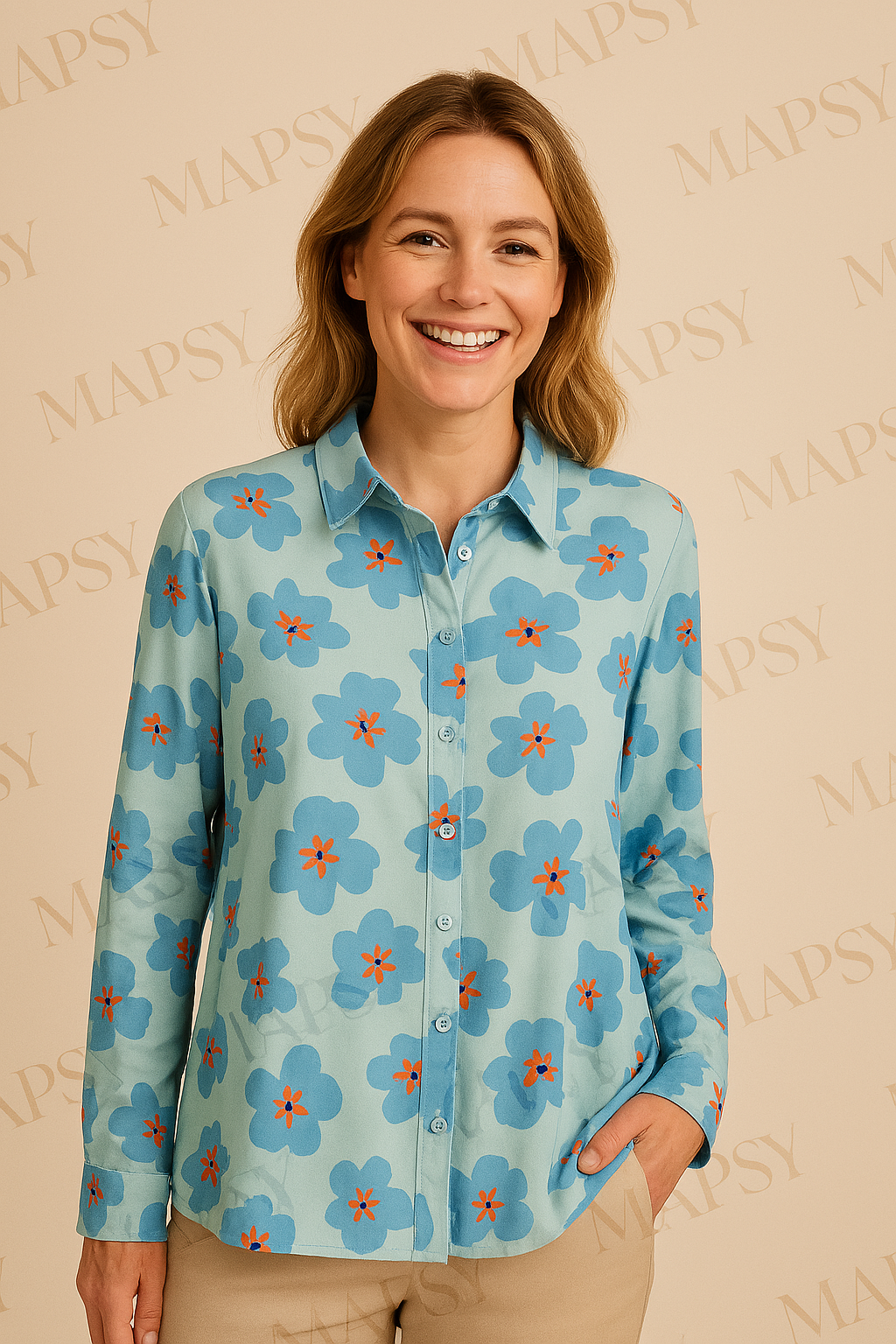 Angelle Milan - Lichtblauwe travelstof blouse voor Dames - Travelstof - Ademend - Kreukherstellend - Duurzaam - in 5 maten! - Mapsy B.V