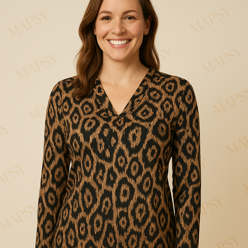 Angelle Milan – travelstof blouse – Panter blouse – Ademend – Kreukvrij – Duurzame Blouse - Mapsy B.V