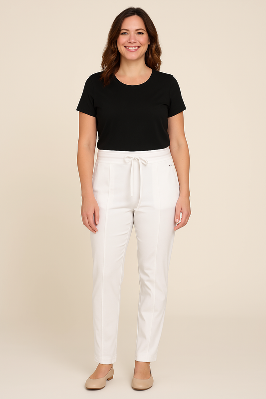 Angelle Milan - Casual travelstof broek - Wit - Travelstof - In 5 maten verkrijgbaar - Mapsy B.V