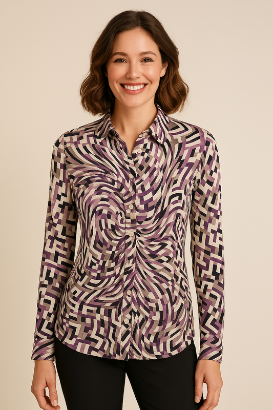 Angelle Milan - Lila travelstof Blouse voor Dames - Travelstof - Ademend - Kreukherstellend - Duurzaam - in 5 maten! - Mapsy B.V