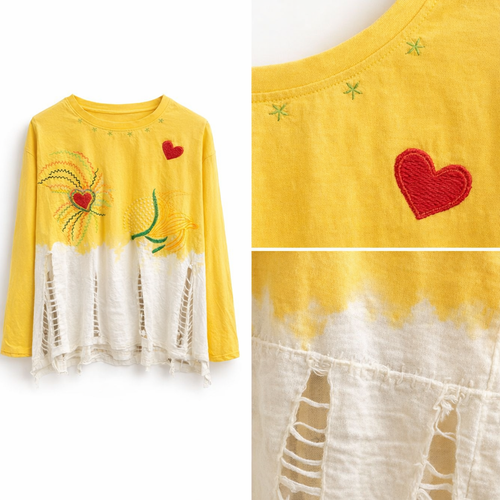 HS T-Shirt - 100% Katoen - Long Sleeve - comfortabele pasvorm - 4 kleuren - DETAIL