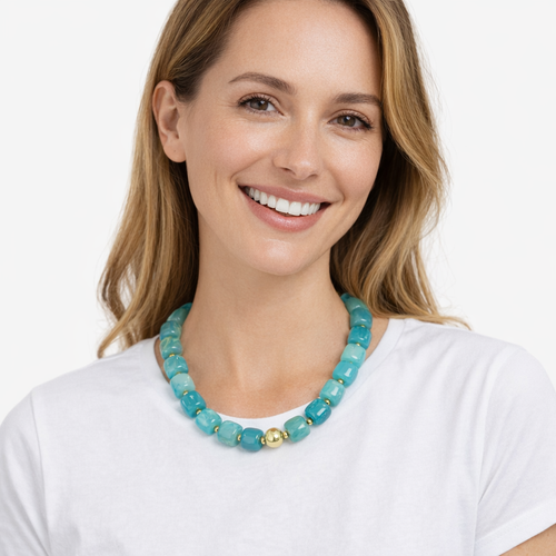 HS Ketting - Met Gouden Touch - statement detail - 14 kleuren - MODEL_FRONT