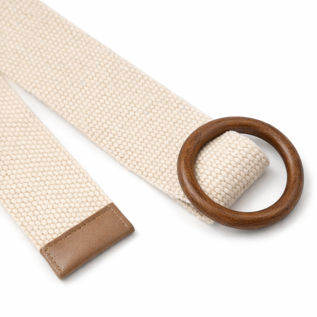 HS Riem - Effen met Houten Gesp - verstelbare pasvorm - 11 kleuren - DETAIL
