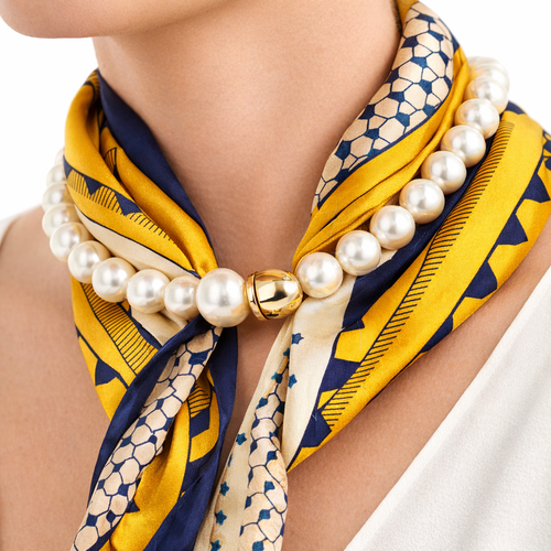 HS Parelsjaal + Ketting - Incl. Magneet Parel Ketting! - 9 kleuren - parel detail - DETAIL